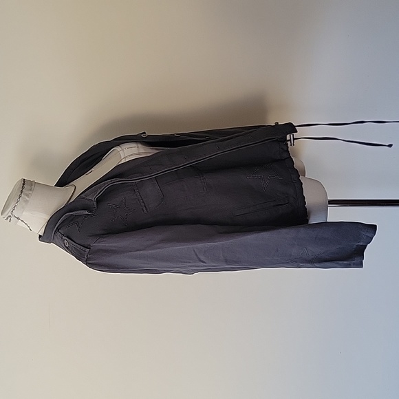 SOLD Rails Rowen Military Jacket In Dark Grey Star Embroidery Tencel Spring Lin - Picture 7 of 13